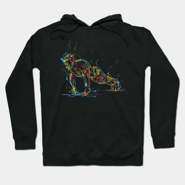 abstract man doing push up Hoodie by Mako Design 